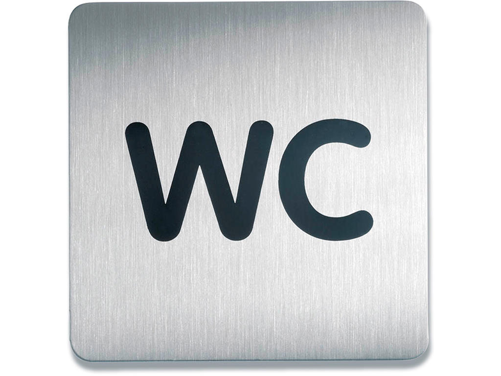 Dørskilt, 15x15 cm, ''WC'', Børstet rustfri stål, Durable 