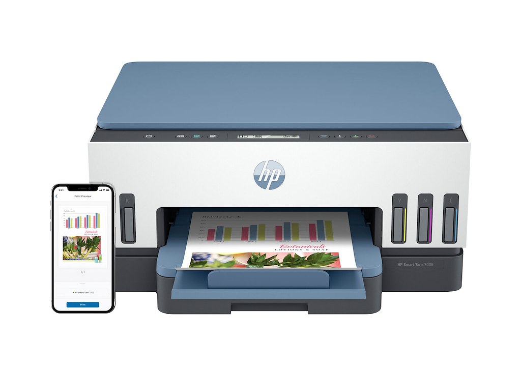 HP Smart Tank 7006 Trådløst All-in-One Farve Printer, Tosidet print; Kopimaskine, scanner