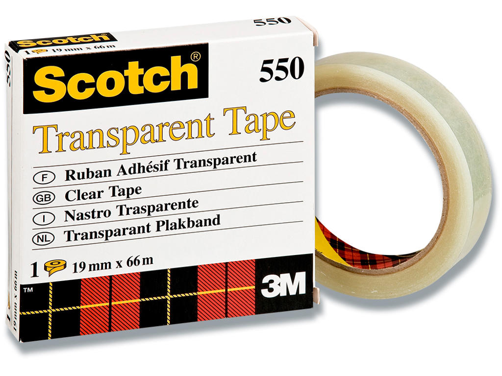 Tape, 19mm x 66m, 1 rulle, Transparent, Scotch 550