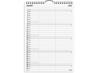 Familiekalender, 2027, Black and white, 2 personer, 1 måned pr. opslag, Mayland
