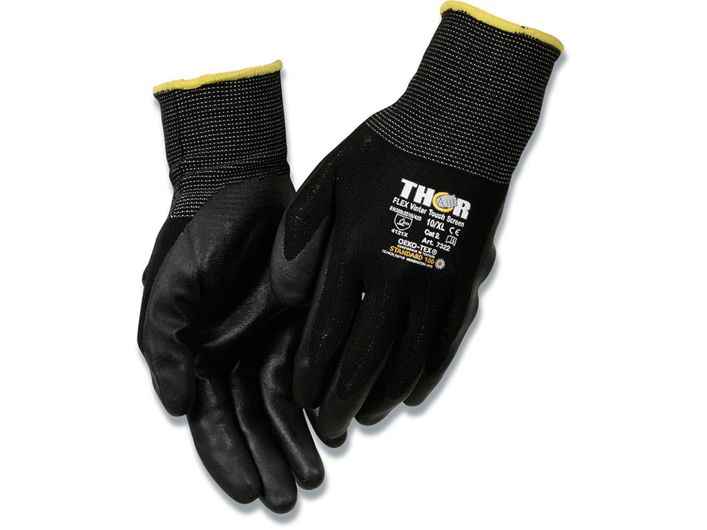 Arbejdshandsker, Nitril-nylon, Str. 10, Halvdyppet, Thor Flex Vinter 
