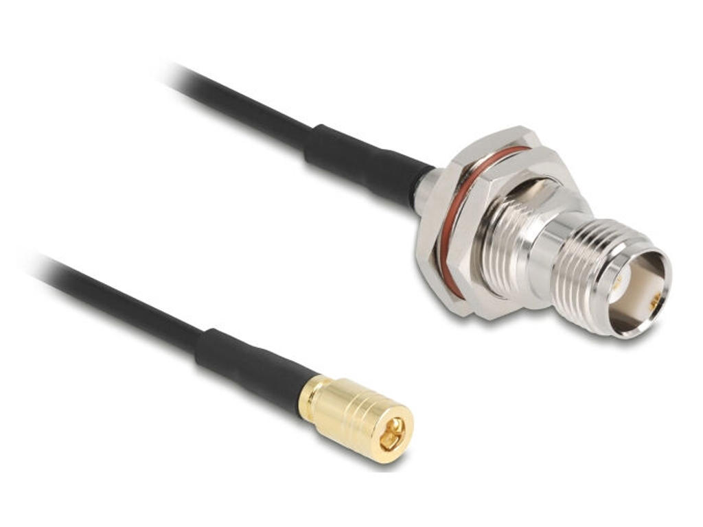 DeLOCK 90724 koaxial kabel RG-174 0,2 m TNC SMB Sort, Guld, Sølv