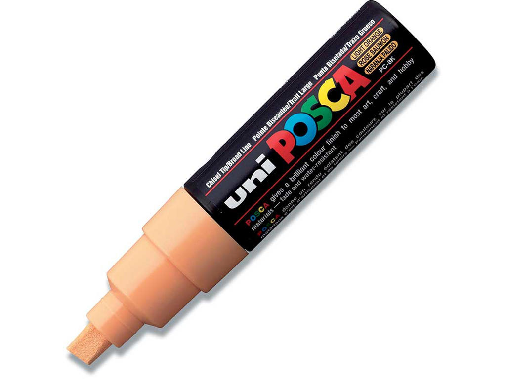 Paint marker, 8 mm, Lys orange, Skrå spids, uni Posca PC-8K
