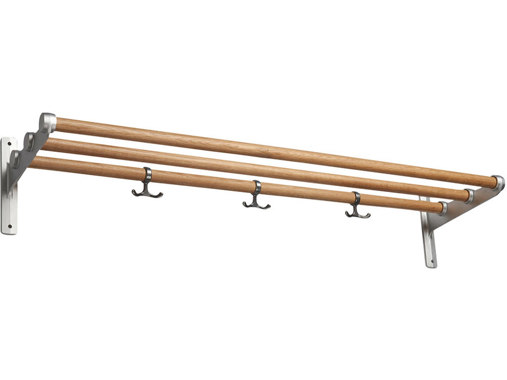 Hatte- og skohylde tilpasset længde, Nostalgi, Eg/aluminium, Essem Design DK