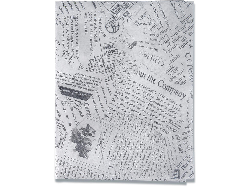 Burgerpapir, 30x40cm, 500 stk, 40 g/m2, hvid, papir/pergament, med avistryk, Abena