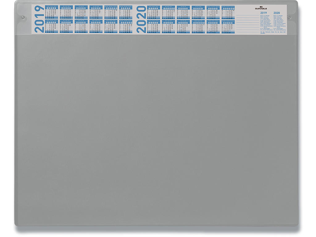 Skriveunderlag, 65x52 cm, Grå, PVC, Med smal 4 års kalender, Durable 