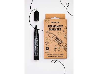 Marker, Rund spids, 2 mm, Sort, 4 stk, Artline ECO-GREEN 170