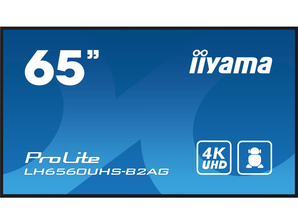 iiyama LH6560UHS-B2AG skilte display Digital A-tavle 163,8 cm (64.5") LED Wi-Fi 500 cd/m² 4K Ultra HD Sort Indbygget processer Android 11 24/7