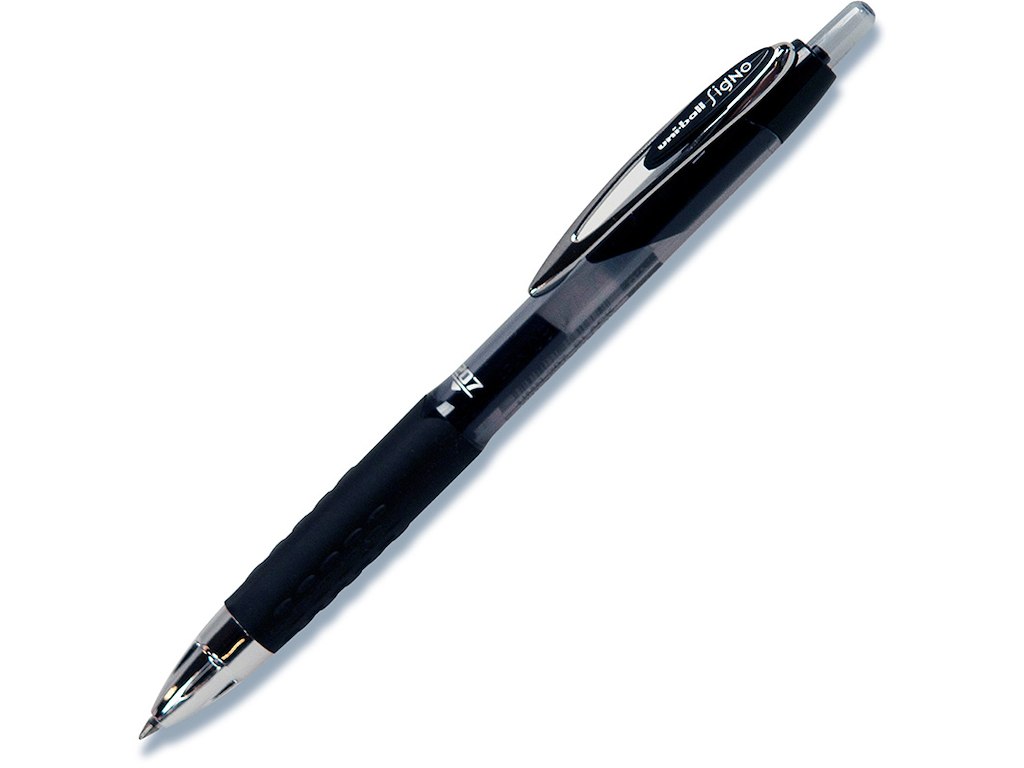 Rollerball pen, 0.7 mm, 0.4 mm, Sort, uni-ball Signo Fine UMN-207E-46