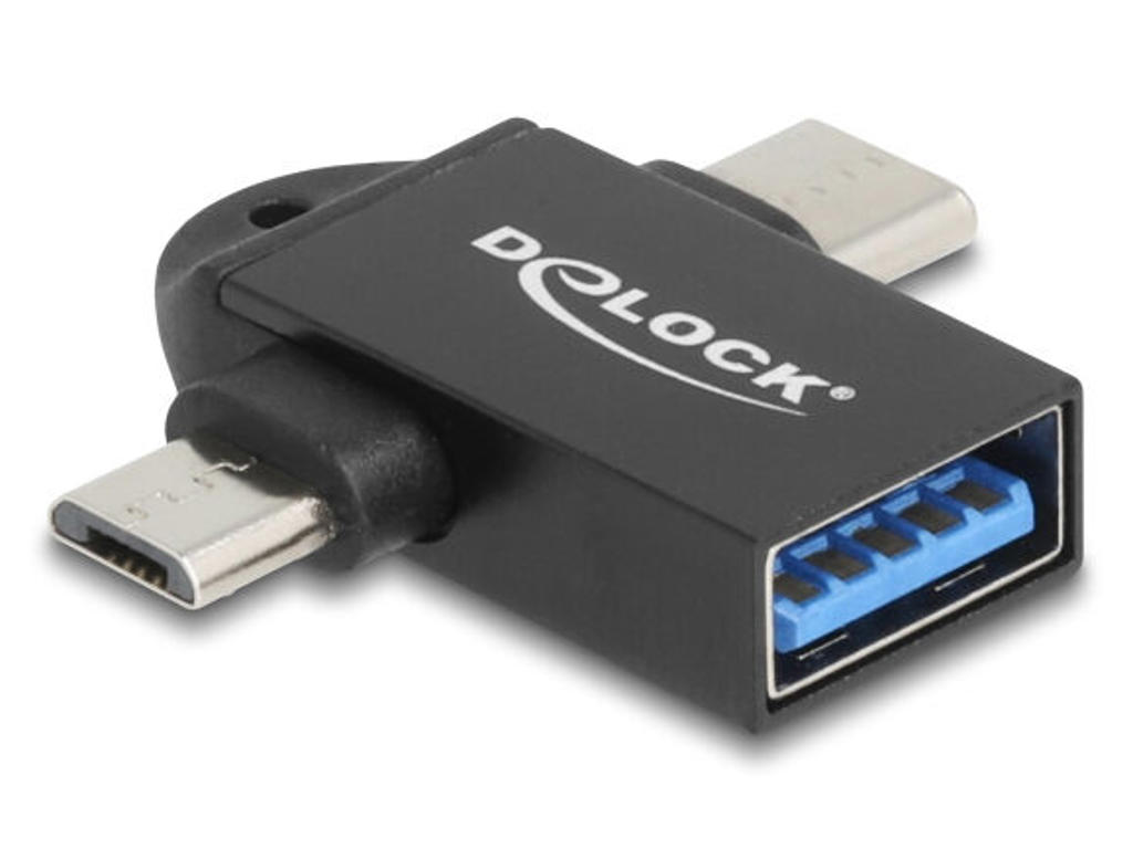 DeLOCK 60739 kabel kønsskifter USB Type-A USB Type-C + USB Micro-B Sort