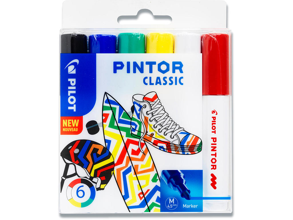 Hobby marker, Assorteret, 1.4 mm, 6 stk, Pilot Pintor Classic Mix