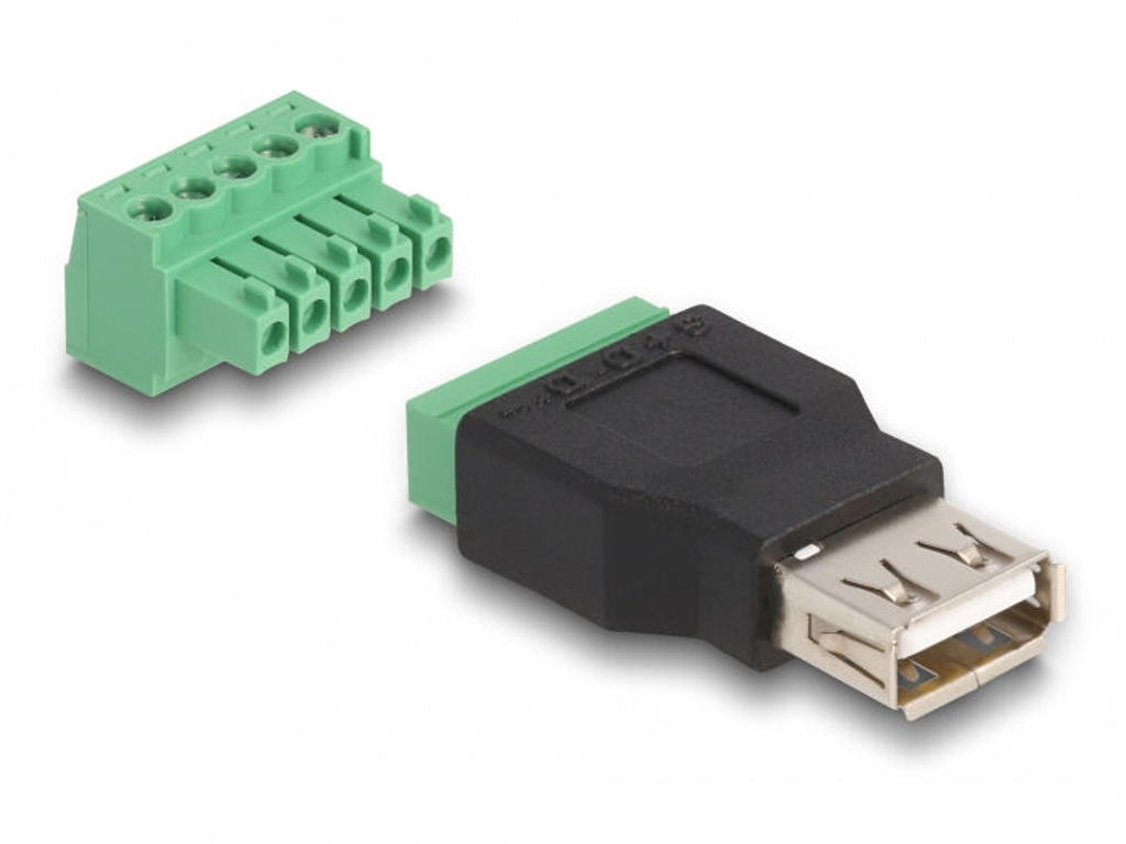 DeLOCK 65973 kabel kønsskifter USB 2.0 Type-A 1 x 5 pin Sort, Grøn