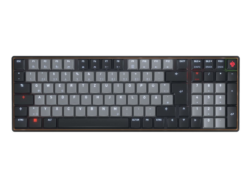 CHERRY KW 550 MX LP tastatur Hjemme/kontor USB + Bluetooth QWERTZ Tysk Sort