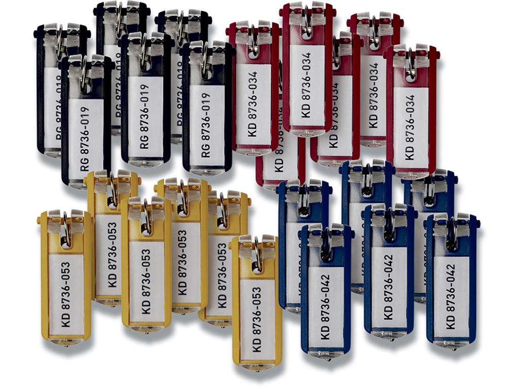 Nøglehænger, Assorterede farver, 24 stk, 68x24 mm, Durable KEY CLIP 