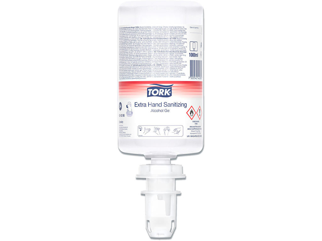 Hånddesinfektion, Gel, 1000 ml, Refill flaske, Tork Extra S4