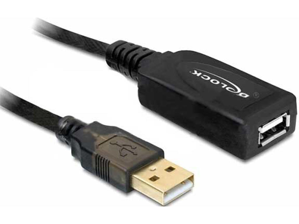 DeLOCK 15m USB 2.0 USB-kabel Sort