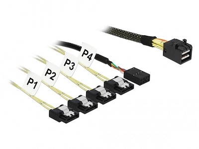 DeLOCK 85732 Serial Attached SCSI (SAS)-kabel 1 m Sort, Grøn