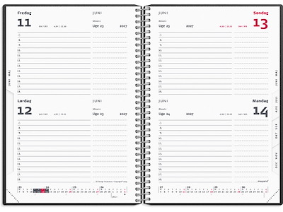 Kalender, 2027, 2-dages, 2 dage pr. side, Sort, Mayland