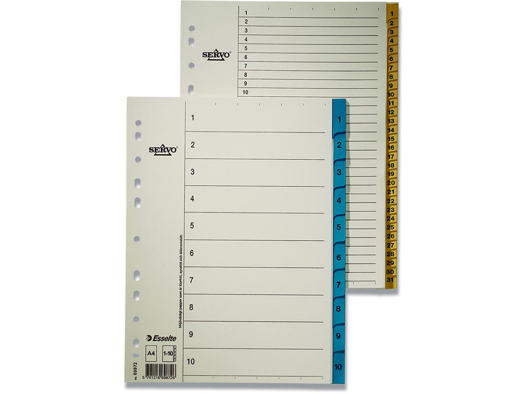 Registerblade, A4, A-Å, Hvid, Esselte Servo 