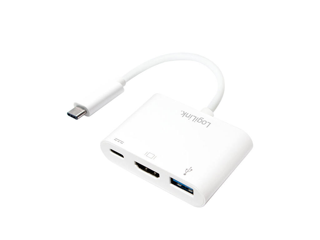 LogiLink 0.14m, 2xUSB-C/HDMI+USB A Hvid