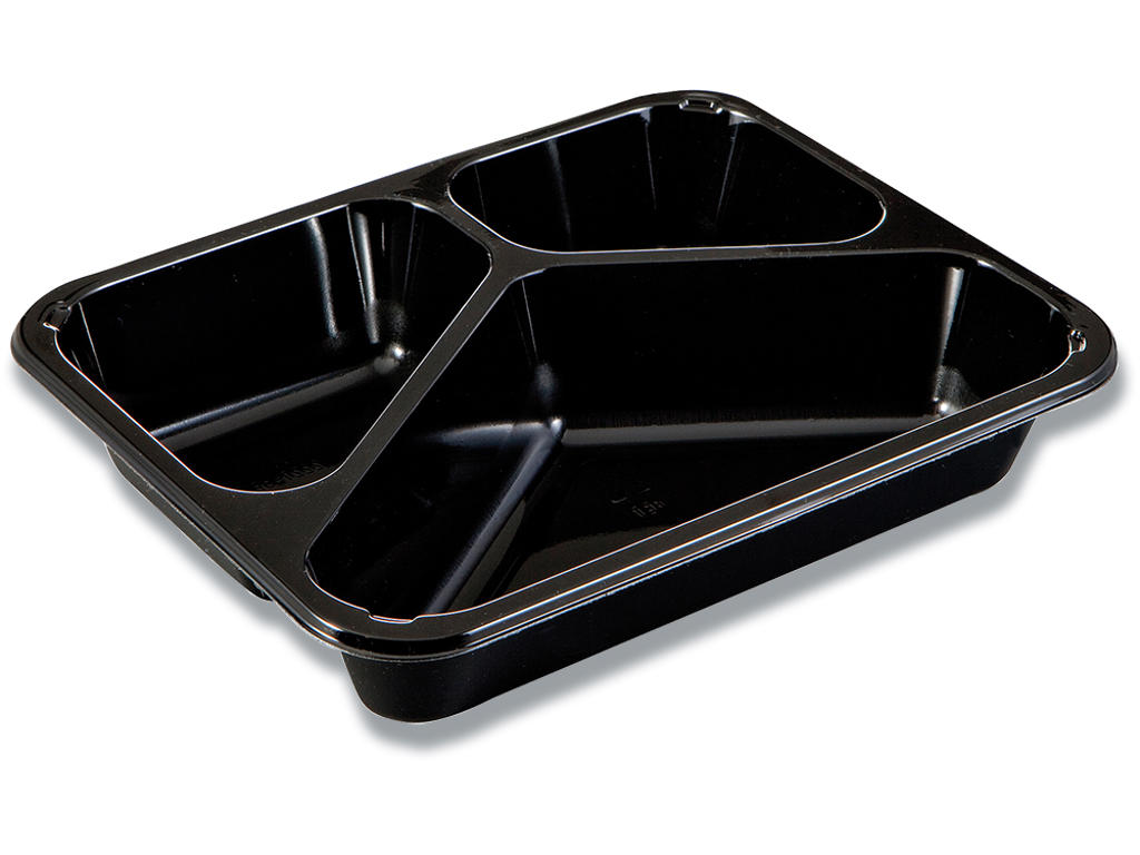 Bakke, 3-rum, 200/285/520 ml, 227x178x43 mm, CPET, Sort, 420 stk, Multiline