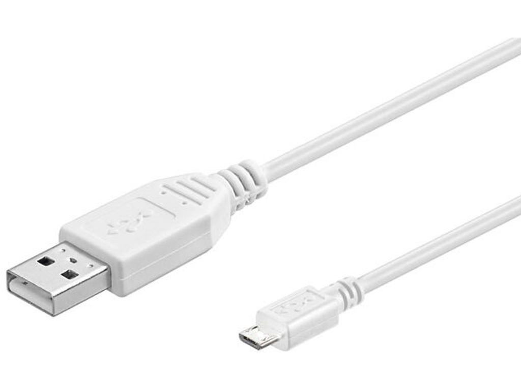 Microconnect USBABMICRO0,30W USB-kabel USB 2.0 0,3 m USB A Micro-USB B Hvid