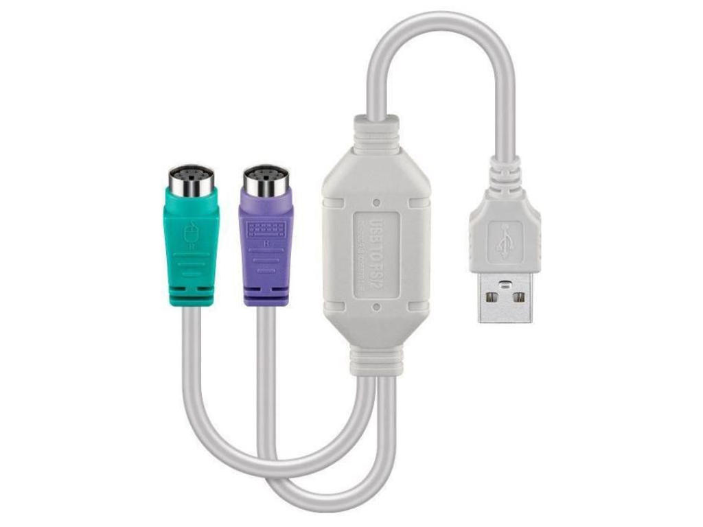 Microconnect USBA2XPS2 PS/2-kabel 0,3 m 2x 6-p Mini-DIN USB A Hvid