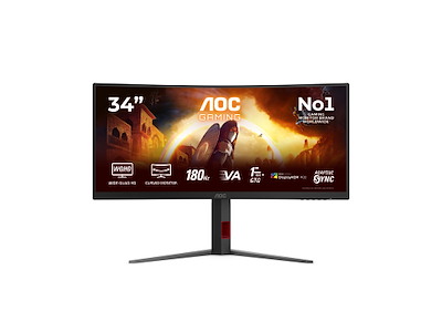 AOC G4 CU34G4CA computerskærm 86,4 cm (34") 3440 x 1440 pixel Wide Quad HD Sort, Rød