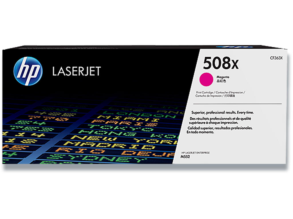 Toner, 508X, Magenta-rød, 9.500 sider, HP CF363X