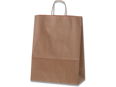Bærepose - papir, 32x15x42cm, Ribbet brun, 200 stk, Bong Large