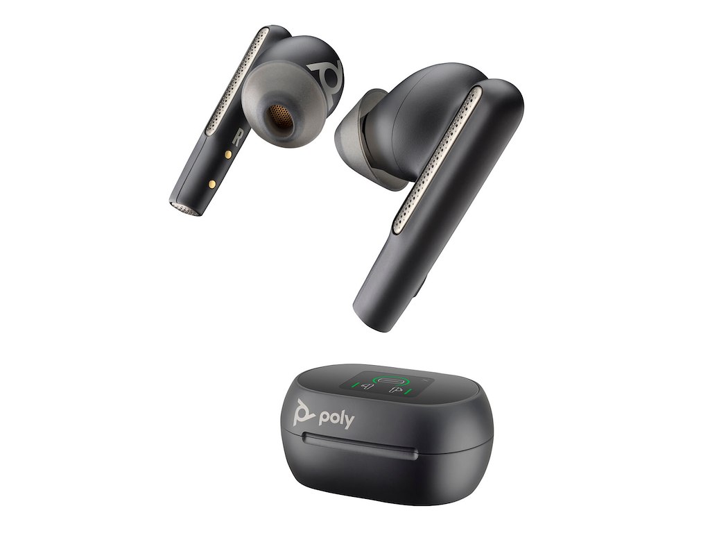 HP Poly Voyager Free 60+ UC M Carbon Black Earbuds +BT700 USB-A Adapter +Touchscreen Charge Case