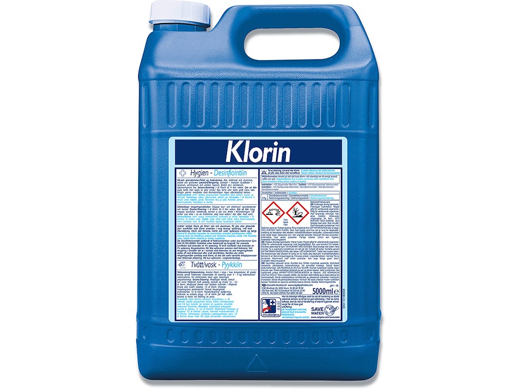 Klorrengøring, Uden farve, Uden parfume, 5 liter, Klorin