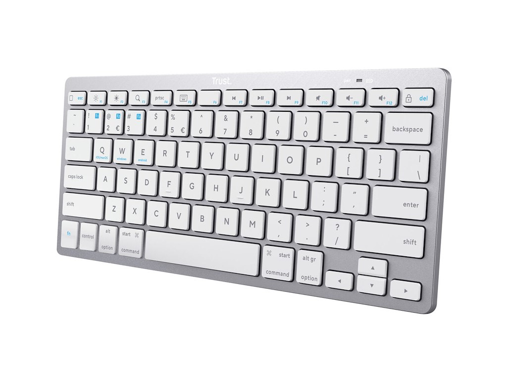 Trust 24653 keyboard Office Bluetooth QWERTZ German Silver, White