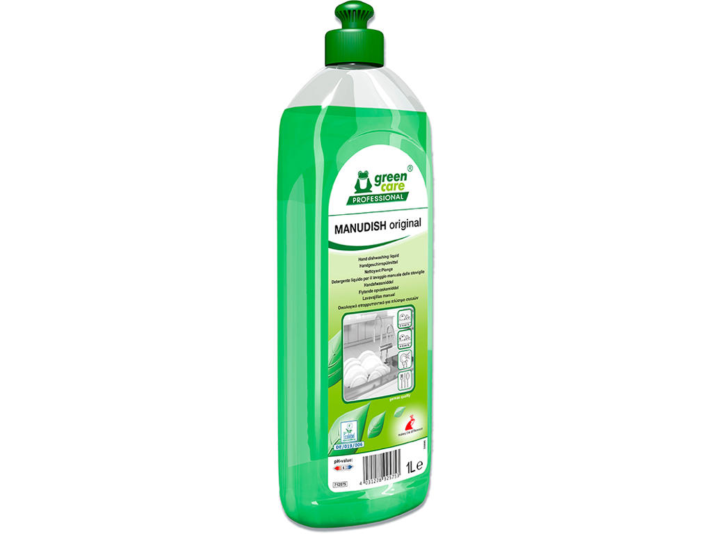 Opvaskemiddel, Håndopvask, Uden Parfume, Med farve, 1 liter, Manudish Original