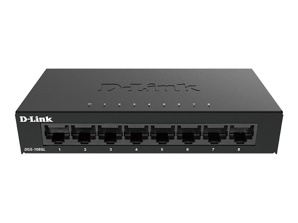D-Link DGS-108GL Ikke administreret Gigabit Ethernet (10/100/1000) Desktop Sort