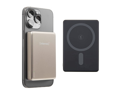 Intenso MW10000 Magnetic Power Bank 10000 mAh – MagSafe Compatible, 15W Wireless Charging, 20W USB-C PD, For iPhone & Android – Tested in Germany – Champagne