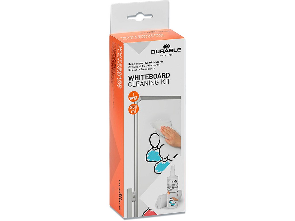 Rensekit, Til whiteboards, 2 dele, I sæt, Durable WHITEBOARD CLEANING KIT