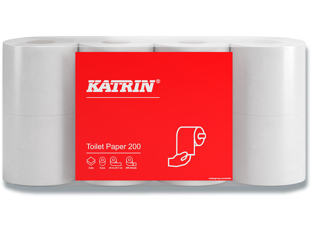 Toiletpapir, Udvendig oprulning, 2 lag, 64 ruller, Katrin 200