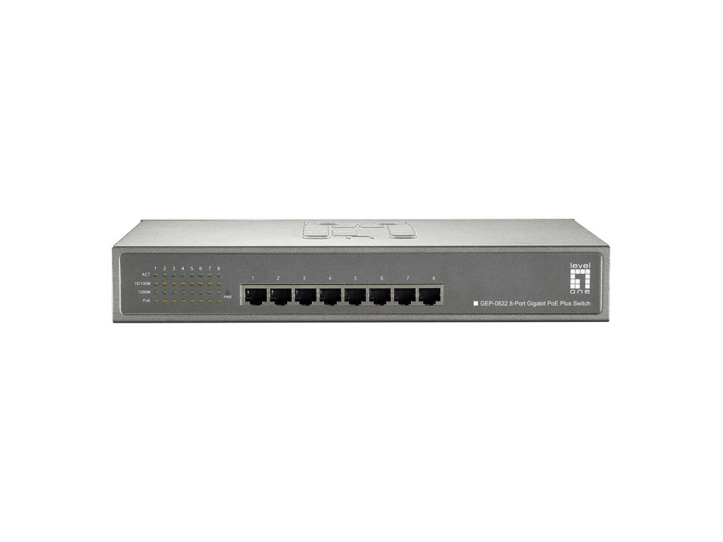 LevelOne GEP-0822 netværksswitch Gigabit Ethernet (10/100/1000) Strøm over Ethernet (PoE) Grå