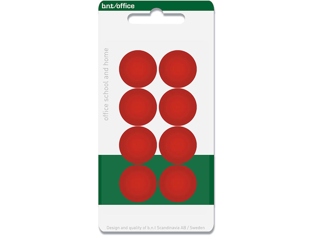Magneter, Rød, Ø2 cm, 8 stk, BNT Office 