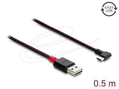 DeLOCK 81545 USB-kabel USB 2.0 0,5 m USB A USB C Rød, Sort