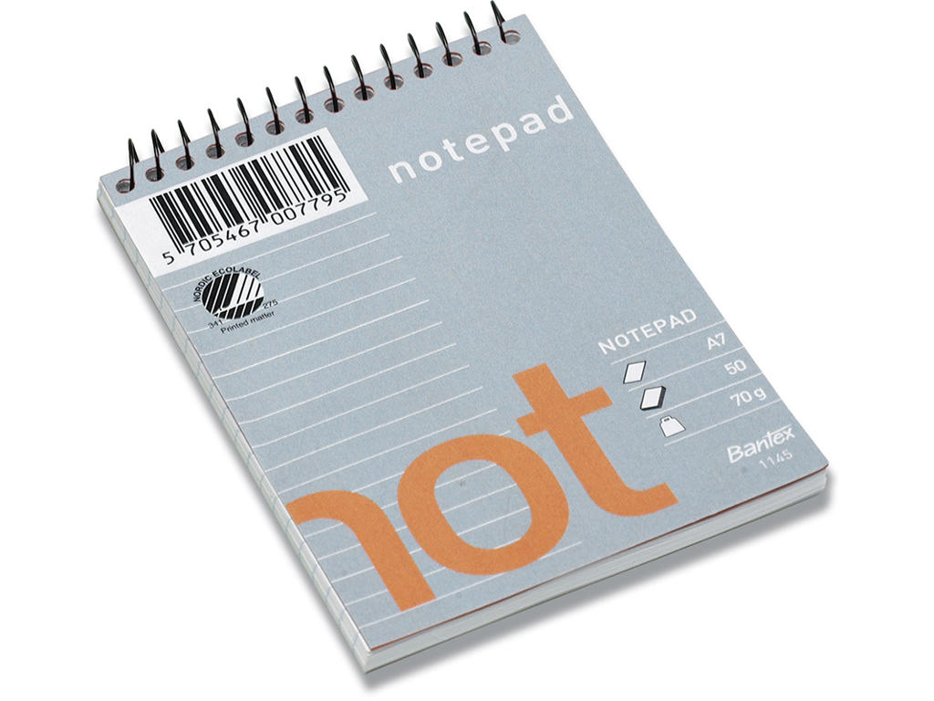 Notesblok, A7, Linjeret, 50 ark, Bantex 