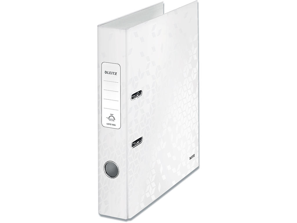 Brevordner, A4, 5 cm, Metallic hvid, Leitz 180° WOW Smal