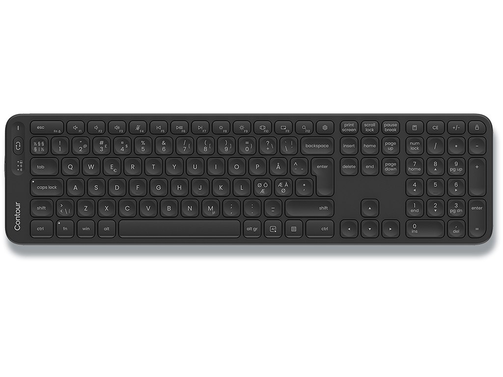 Tastatur, Trådløs, Full-Size, Med numerisk tastatur, Sort, RollerMouse Balance Wireless