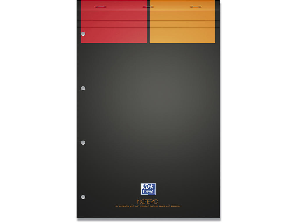 Notesblok, A4+, Kvadreret, Sort-rød-orange, Oxford International NotePad Scribzee