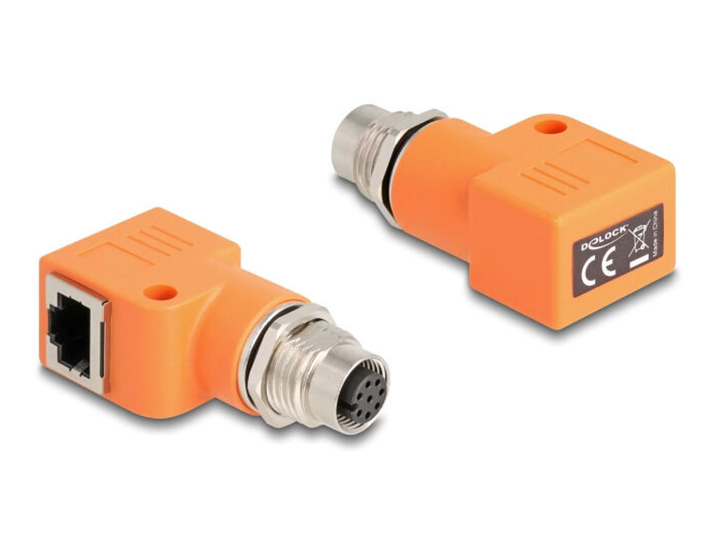 DeLOCK 60668 kabel kønsskifter M12 RJ45 Orange