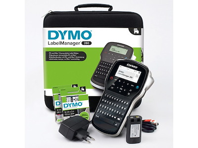 Labelprinter, Håndholdt, Til PC og Mac, D1 tape 6-12 mm, Dymo LabelManager 280 Kuffertsæt