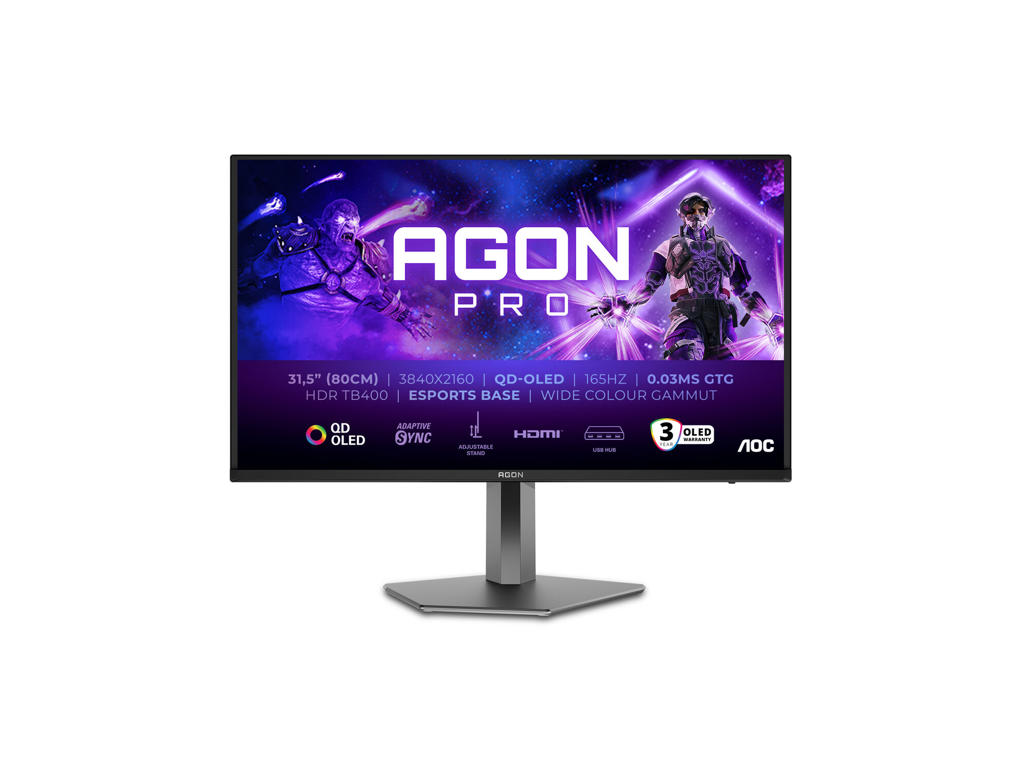 AOC AGON PRO AG326UD computerskærm 80 cm (31.5") 3840 x 2160 pixel 4K Ultra HD QD-OLED Sort