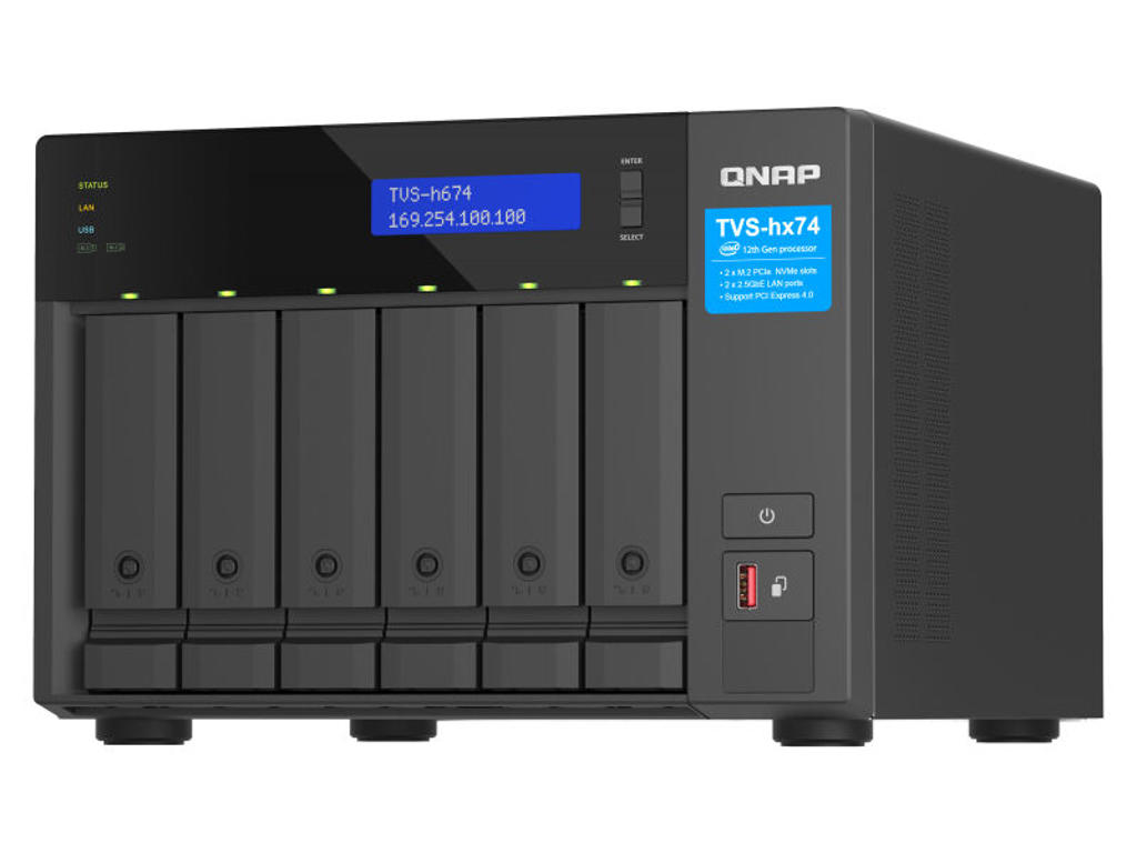 QNAP TVS-h674 NAS Tower Intel® Core™ i3 i3-12100 16 GB DDR4 0 TB QuTS hero Sort