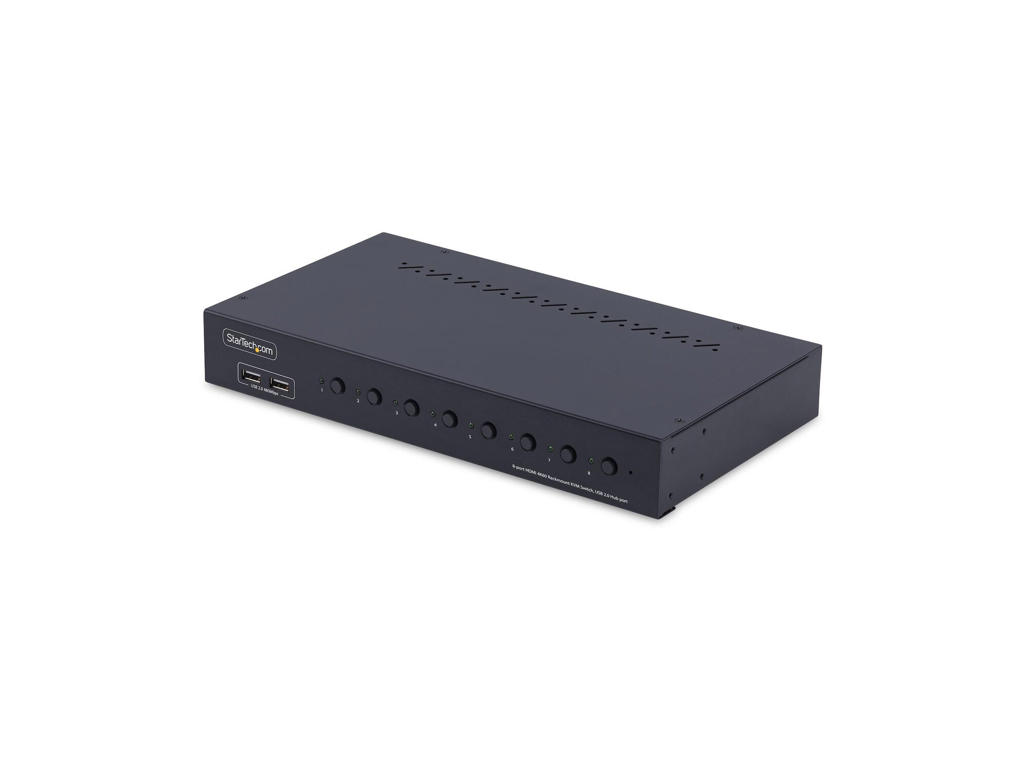 StarTech.com 8-Port HDMI KVM Switch with 1U Rack Mount Kit, 4K 60Hz HDMI 2.0, Push-Button & Hotkey Switching, 4-Port USB Hub, OS Independent, TAA Compliant